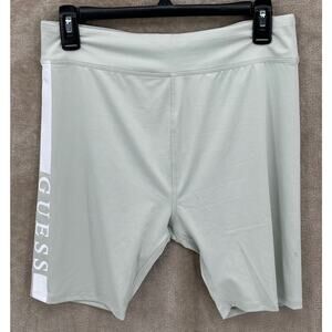 Guess Shorts Womens Medium Sage Green Xolani Logo Bike Spellout Athletic Stretch